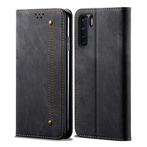 Cloth Case Stands Flip Cover for Oppo A91 Black