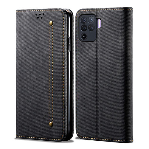 Cloth Case Stands Flip Cover for Oppo A94 4G Black