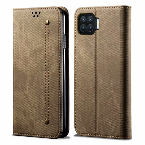 Cloth Case Stands Flip Cover for Oppo F17 Pro Khaki