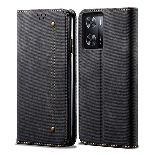 Cloth Case Stands Flip Cover for Oppo K10 5G India Black