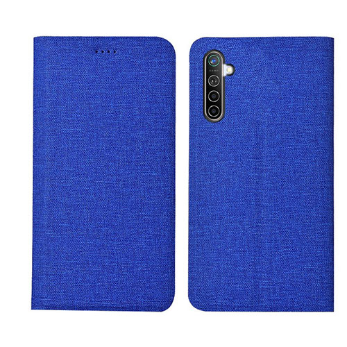 Cloth Case Stands Flip Cover for Oppo K5 Blue