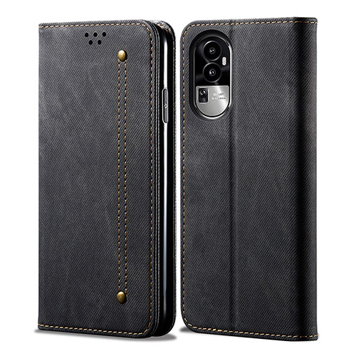 Cloth Case Stands Flip Cover for Oppo Reno10 Pro+ Plus 5G Black