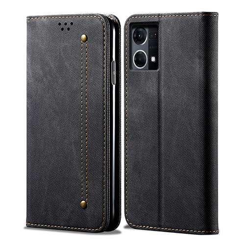 Cloth Case Stands Flip Cover for Oppo Reno8 4G Black