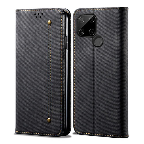 Cloth Case Stands Flip Cover for Realme C21 Black