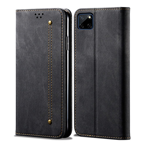 Cloth Case Stands Flip Cover for Realme C21Y Black