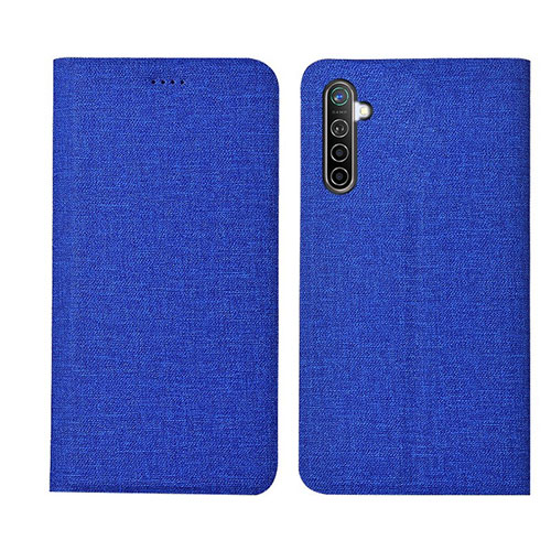 Cloth Case Stands Flip Cover for Realme X2 Blue