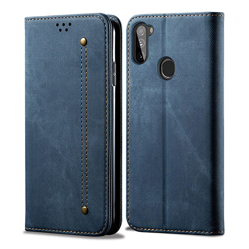 Cloth Case Stands Flip Cover for Samsung Galaxy A11 Blue