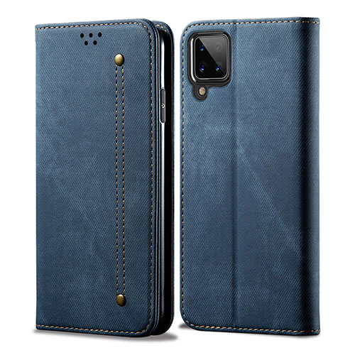 Cloth Case Stands Flip Cover for Samsung Galaxy A12 Blue