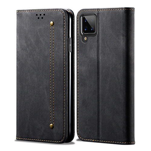 Cloth Case Stands Flip Cover for Samsung Galaxy A12 Nacho Black