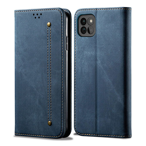 Cloth Case Stands Flip Cover for Samsung Galaxy A22 5G Blue