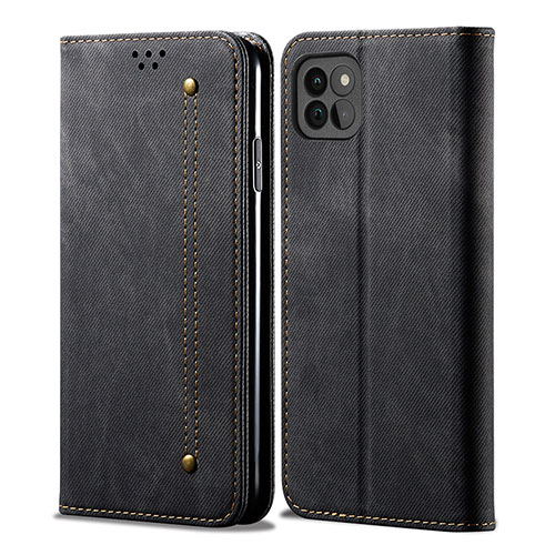 Cloth Case Stands Flip Cover for Samsung Galaxy A22s 5G Black