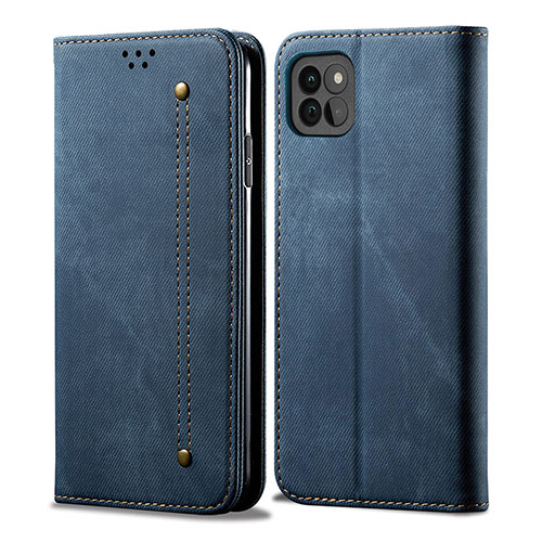 Cloth Case Stands Flip Cover for Samsung Galaxy A22s 5G Blue