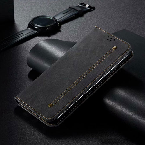 Cloth Case Stands Flip Cover for Samsung Galaxy A31 Black