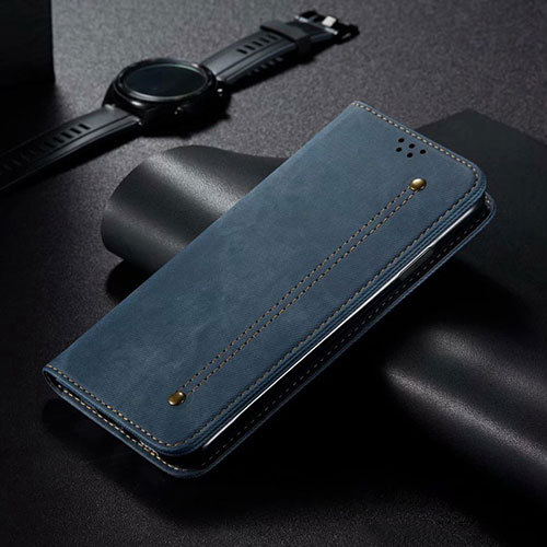 Cloth Case Stands Flip Cover for Samsung Galaxy A31 Blue