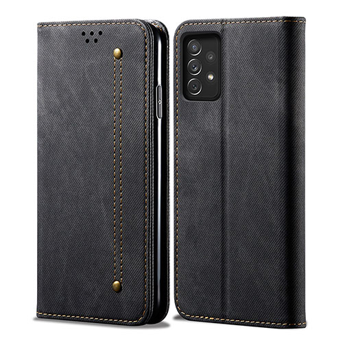 Cloth Case Stands Flip Cover for Samsung Galaxy A52 4G Black