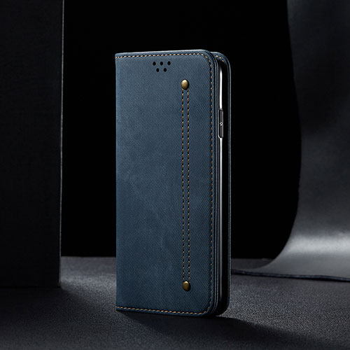 Cloth Case Stands Flip Cover for Samsung Galaxy A82 5G Blue