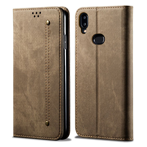 Cloth Case Stands Flip Cover for Samsung Galaxy M01s Khaki