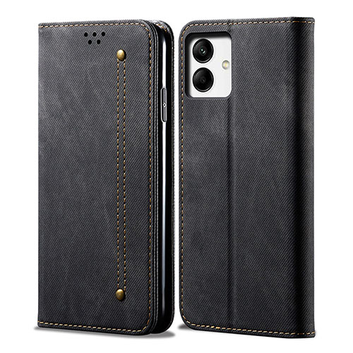 Cloth Case Stands Flip Cover for Samsung Galaxy M04 Black