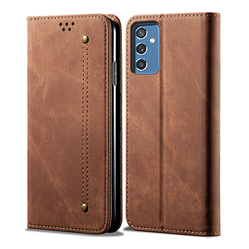 Cloth Case Stands Flip Cover for Samsung Galaxy M52 5G Brown