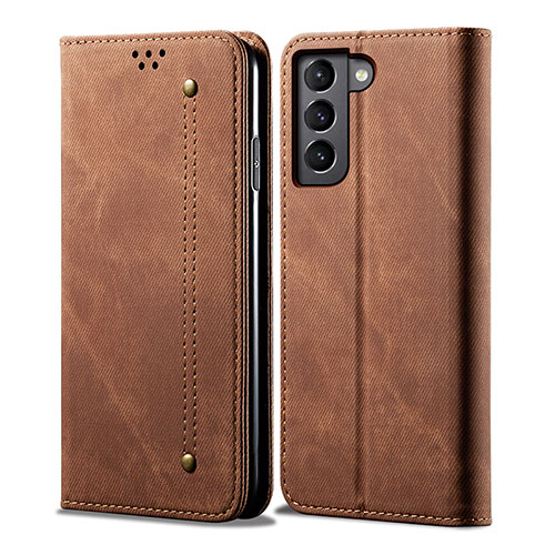 Cloth Case Stands Flip Cover for Samsung Galaxy S25 5G Brown