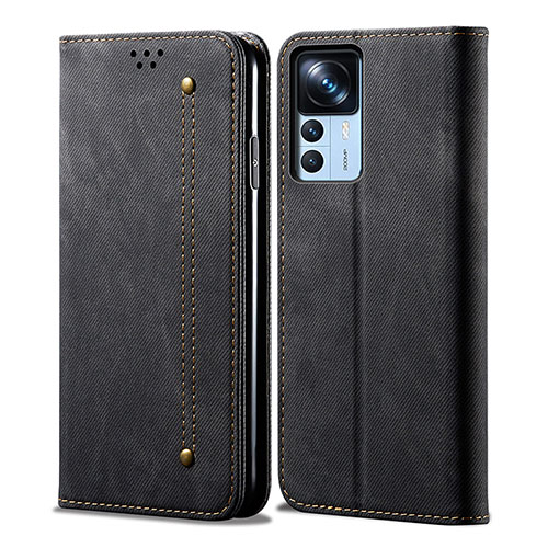 Cloth Case Stands Flip Cover for Xiaomi Mi 12T 5G Black