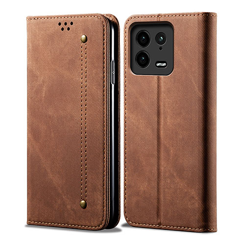 Cloth Case Stands Flip Cover for Xiaomi Mi 13 5G Brown