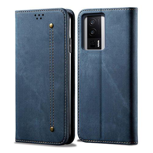 Cloth Case Stands Flip Cover for Xiaomi Poco F5 Pro 5G Blue