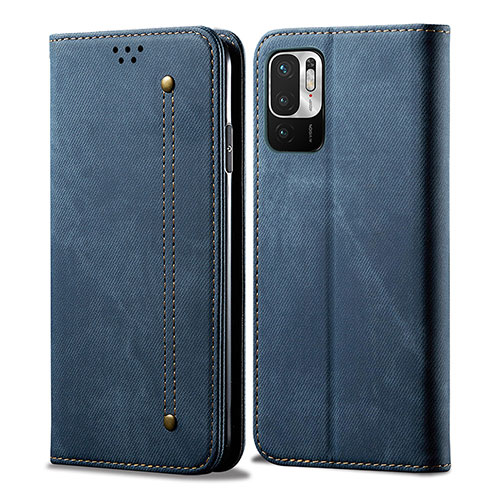 Cloth Case Stands Flip Cover for Xiaomi POCO M3 Pro 5G Blue