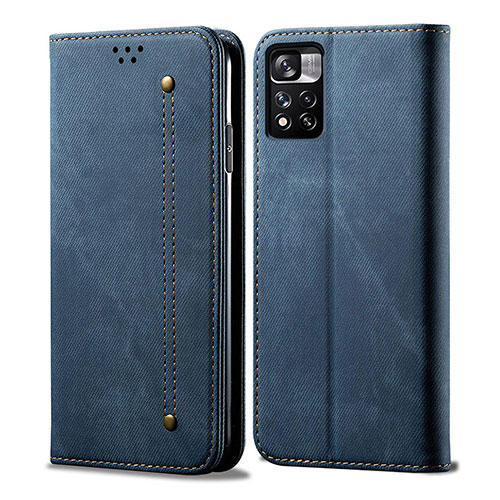 Cloth Case Stands Flip Cover for Xiaomi Poco M4 Pro 5G Blue