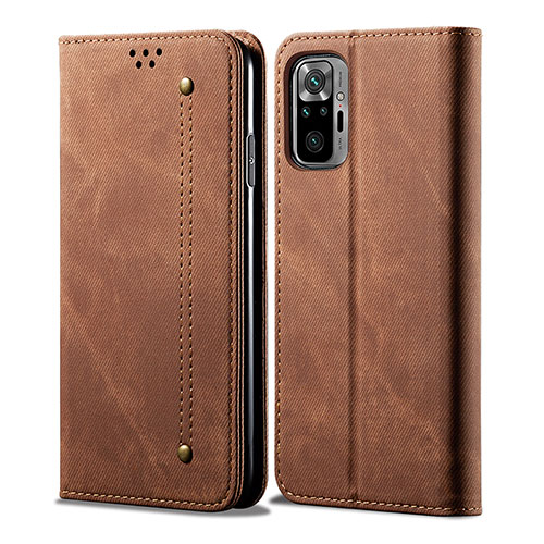 Cloth Case Stands Flip Cover for Xiaomi Poco M5S Brown