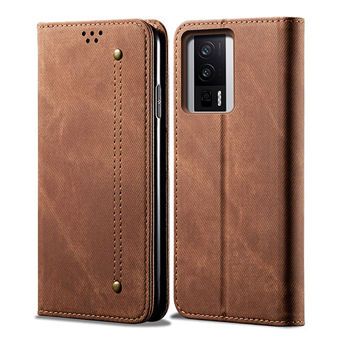 Cloth Case Stands Flip Cover for Xiaomi Redmi K60 Pro 5G Brown