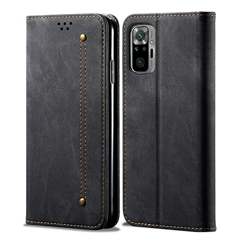 Cloth Case Stands Flip Cover for Xiaomi Redmi Note 10 Pro 4G Black