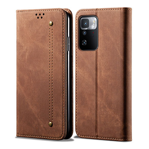 Cloth Case Stands Flip Cover for Xiaomi Redmi Note 10 Pro 5G Brown