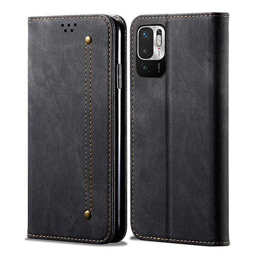 Cloth Case Stands Flip Cover for Xiaomi Redmi Note 10T 5G Black