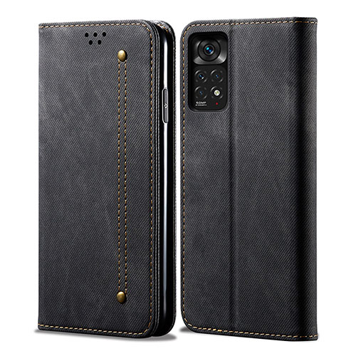 Cloth Case Stands Flip Cover for Xiaomi Redmi Note 11 Pro 5G Black