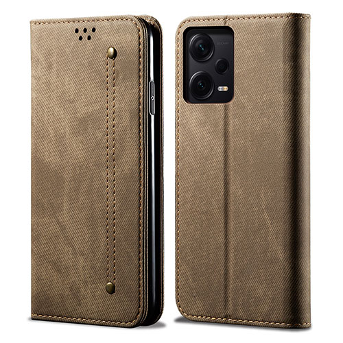 Cloth Case Stands Flip Cover for Xiaomi Redmi Note 12 Explorer Khaki