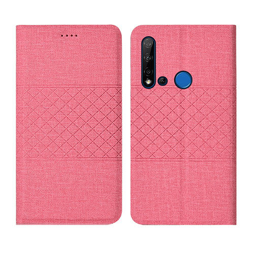 Cloth Case Stands Flip Cover H01 for Huawei P20 Lite (2019) Pink