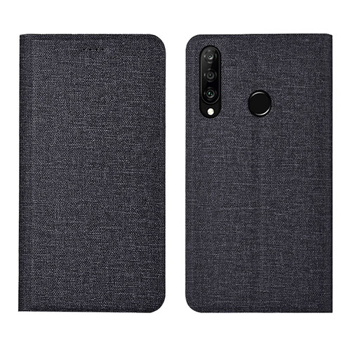 Cloth Case Stands Flip Cover H01 for Huawei P30 Lite New Edition Black