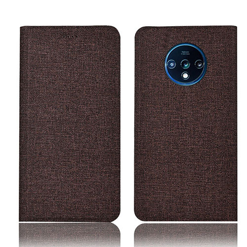 Cloth Case Stands Flip Cover H01 for OnePlus 7T Brown