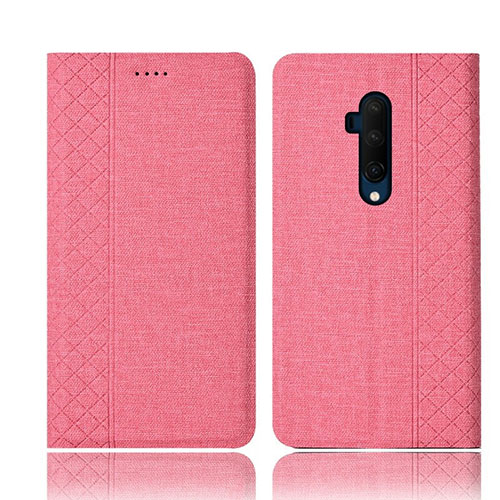 Cloth Case Stands Flip Cover H01 for OnePlus 7T Pro Pink