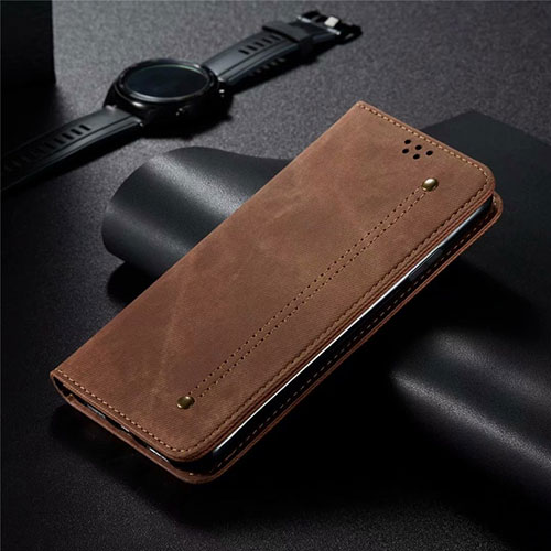 Cloth Case Stands Flip Cover H01 for Oppo Find X2 Brown