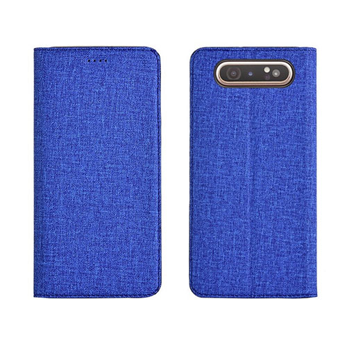 Cloth Case Stands Flip Cover H01 for Samsung Galaxy A90 4G Blue