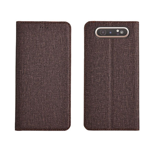 Cloth Case Stands Flip Cover H01 for Samsung Galaxy A90 4G Brown