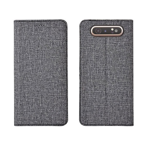 Cloth Case Stands Flip Cover H01 for Samsung Galaxy A90 4G Gray