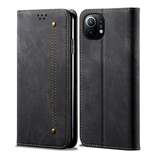 Cloth Case Stands Flip Cover H01 for Xiaomi Mi 11 Lite 4G Black