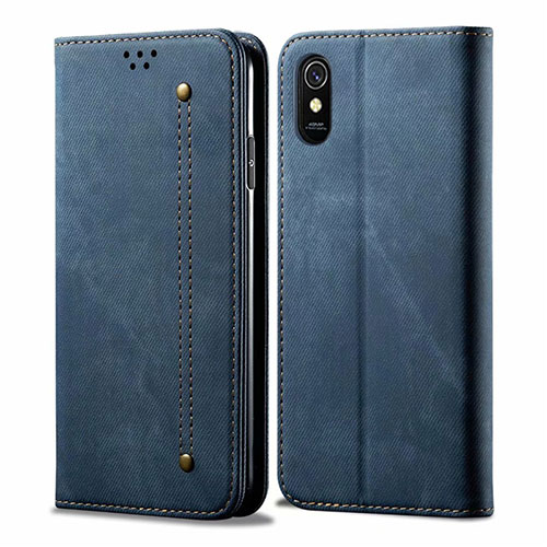 Cloth Case Stands Flip Cover H01 for Xiaomi Redmi 9A Blue