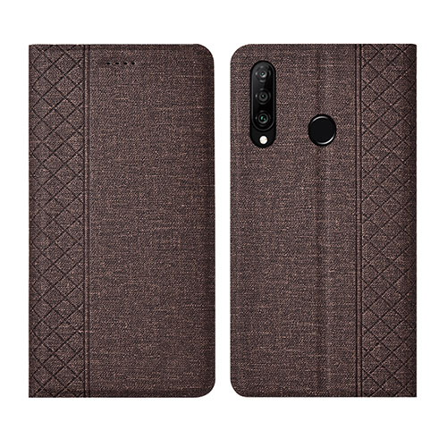 Cloth Case Stands Flip Cover H02 for Huawei Nova 4e Brown