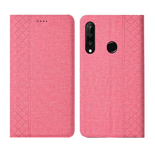 Cloth Case Stands Flip Cover H02 for Huawei P30 Lite New Edition Pink