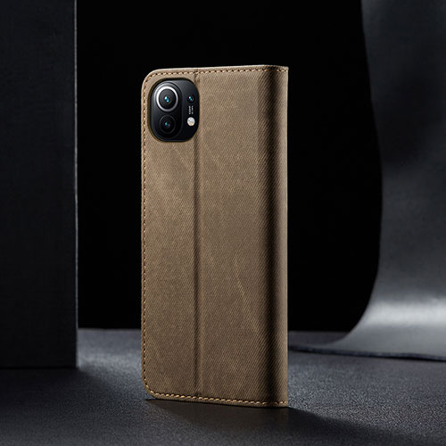 Cloth Case Stands Flip Cover H02 for Xiaomi Mi 11 Lite 5G NE Khaki