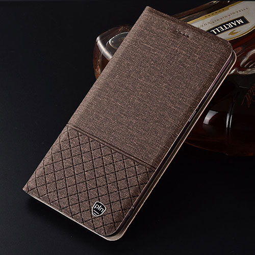 Cloth Case Stands Flip Cover H12P for HTC Desire 22 Pro 5G Brown